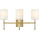 Anika 3 Light 23.25 inch Lacquered Brass Vanity Light Wall Light