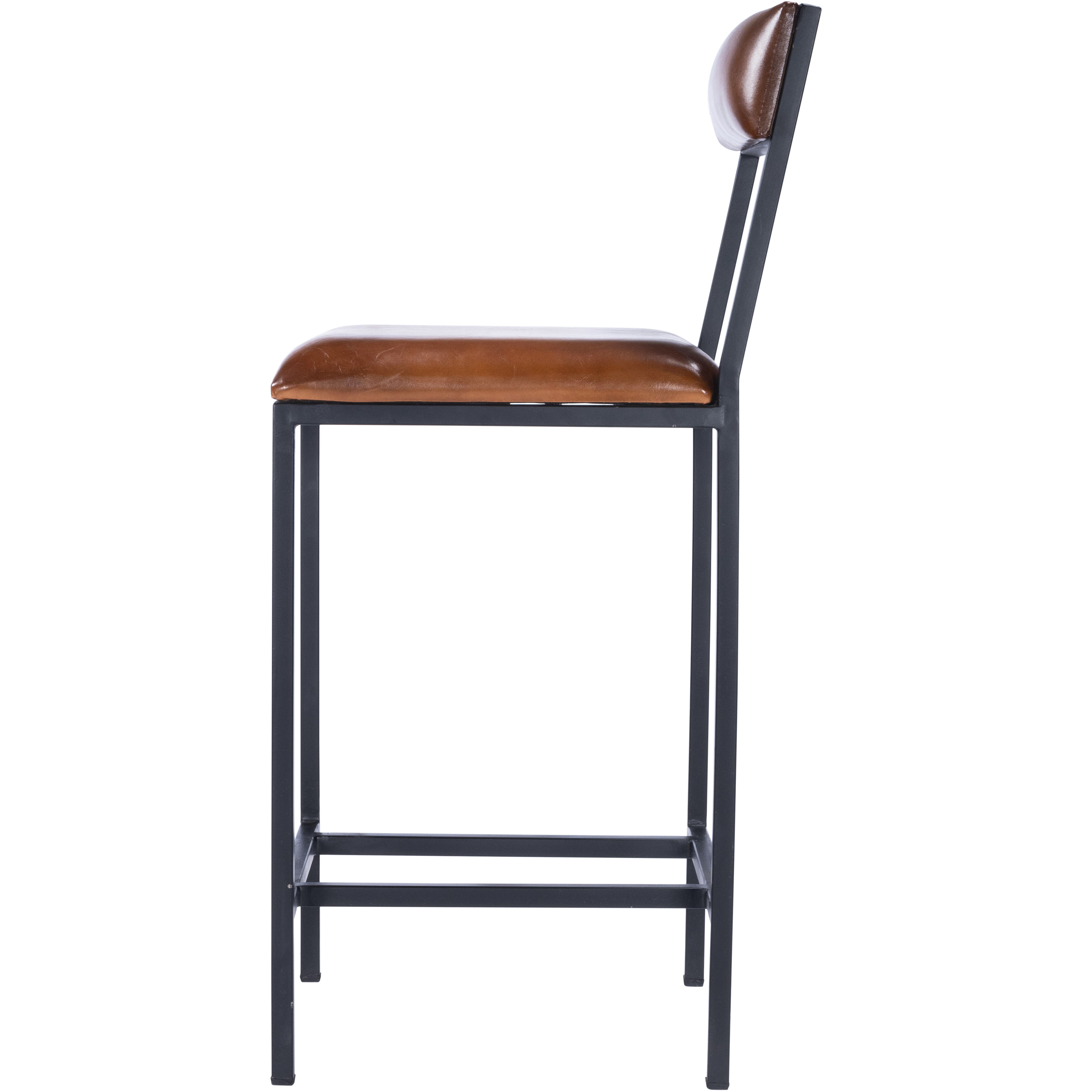 Lazarus Leather & Metal Bar Stool
