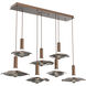 Cumulus Linear Multi-Pendant Ceiling Light in Burnished Bronze with Smoke Granite Glass