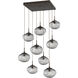 Nova LED LED Flat Bronze Multi-Pendant Ceiling Light in 3000K LED, Floret Inner - Smoke Outer, Square Multi-Port