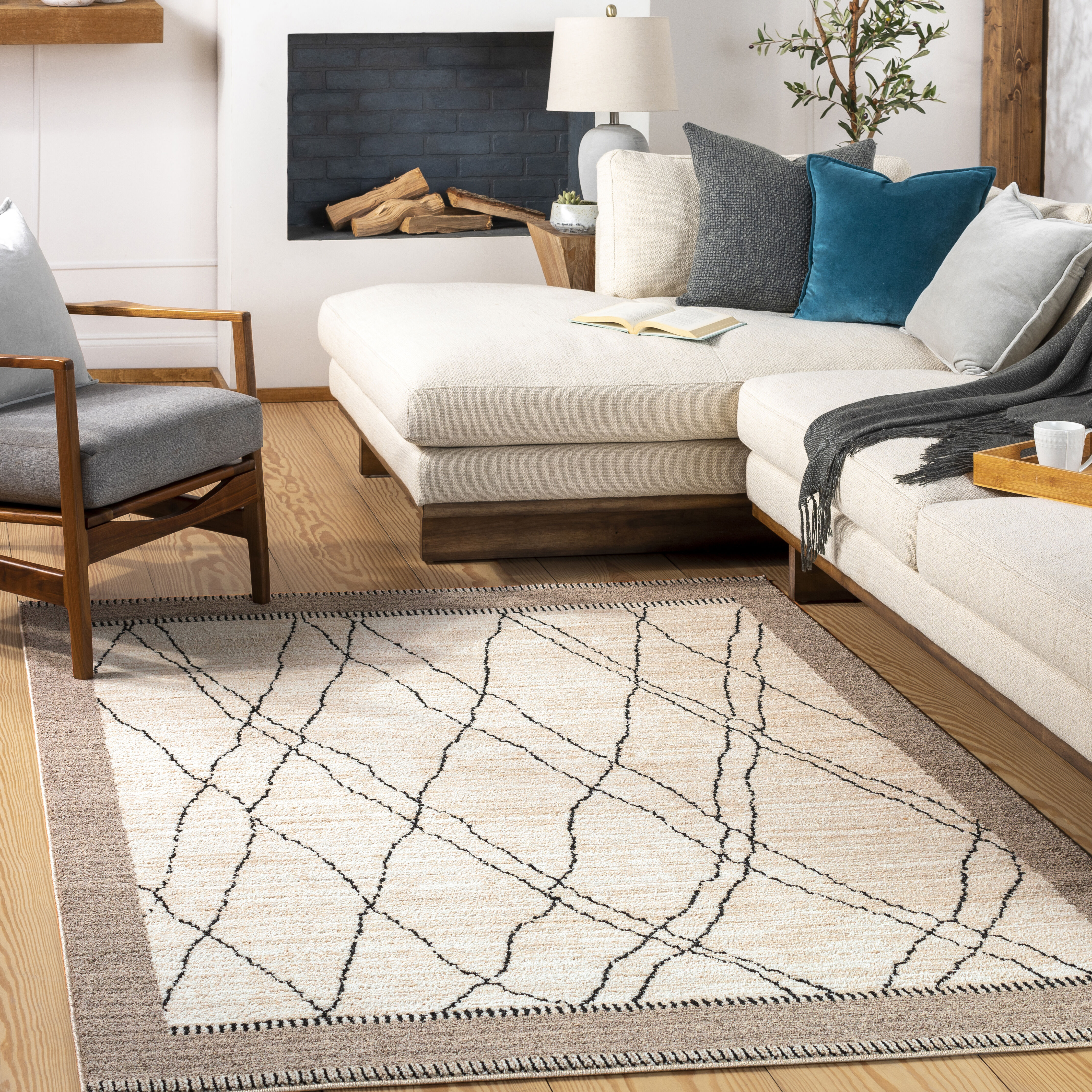 Cozy 84 X 63 inch Light Grey Rug, Rectangle