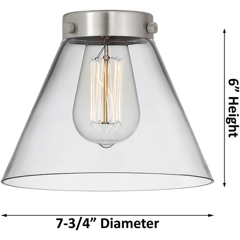 Franklin Restoration Large Cone 1 Light 8 inch Brushed Brass Semi-Flush Mount Ceiling Light in Matte White Glass, Franklin Restoration