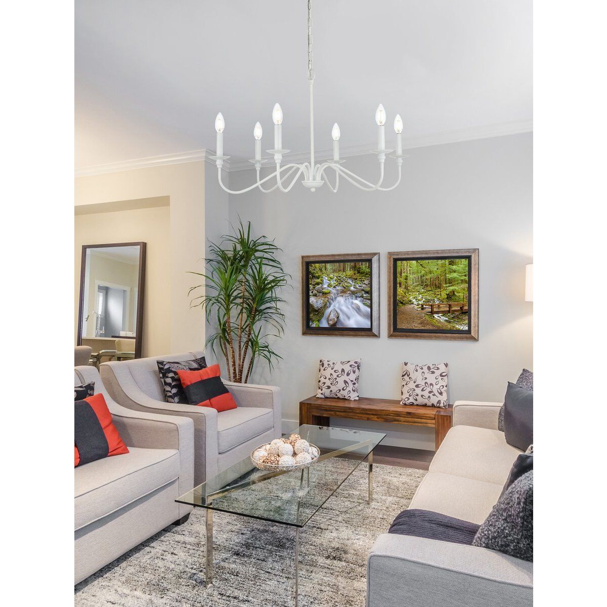 Rohan 6 Light 36 inch White Chandelier Ceiling Light