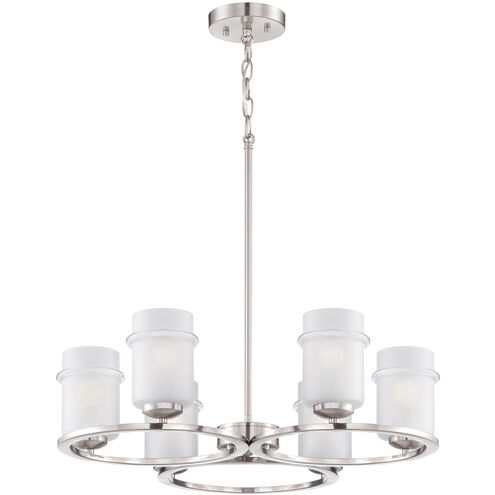 Omega 6 Light 25.5 inch Satin Platinum Chandelier Ceiling Light