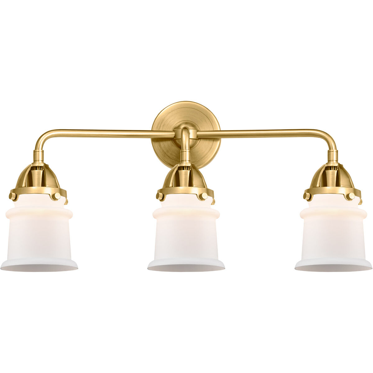 Nouveau 2 Small Canton 3 Light 23 inch Satin Gold Bath Vanity Light Wall Light in Matte White Glass