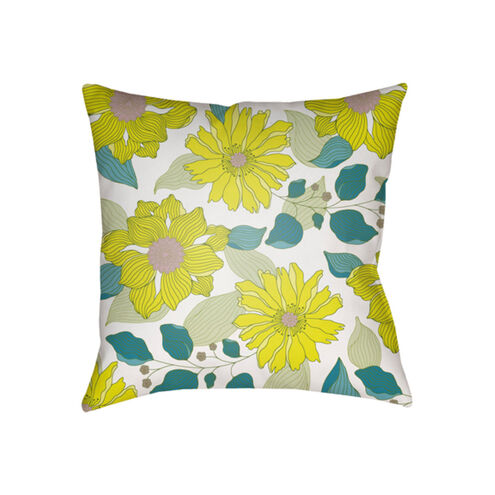 Moody Floral 22 X 22 inch Teal and Lime Outdoor Throw Pillow