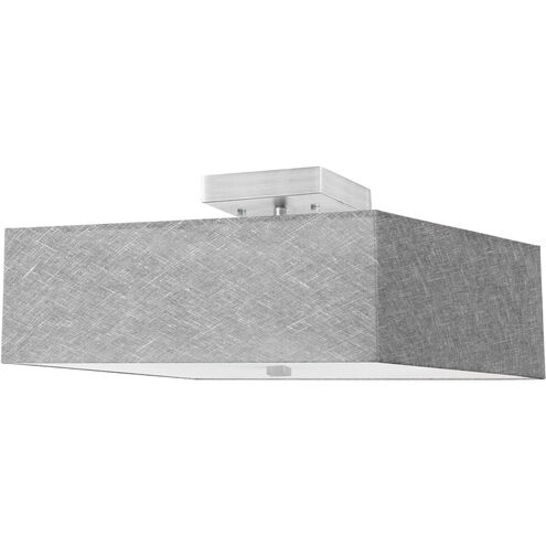 Seren 3 Light 14.25 inch Satin Chrome with Grey Semi-Flush Mount Ceiling Light