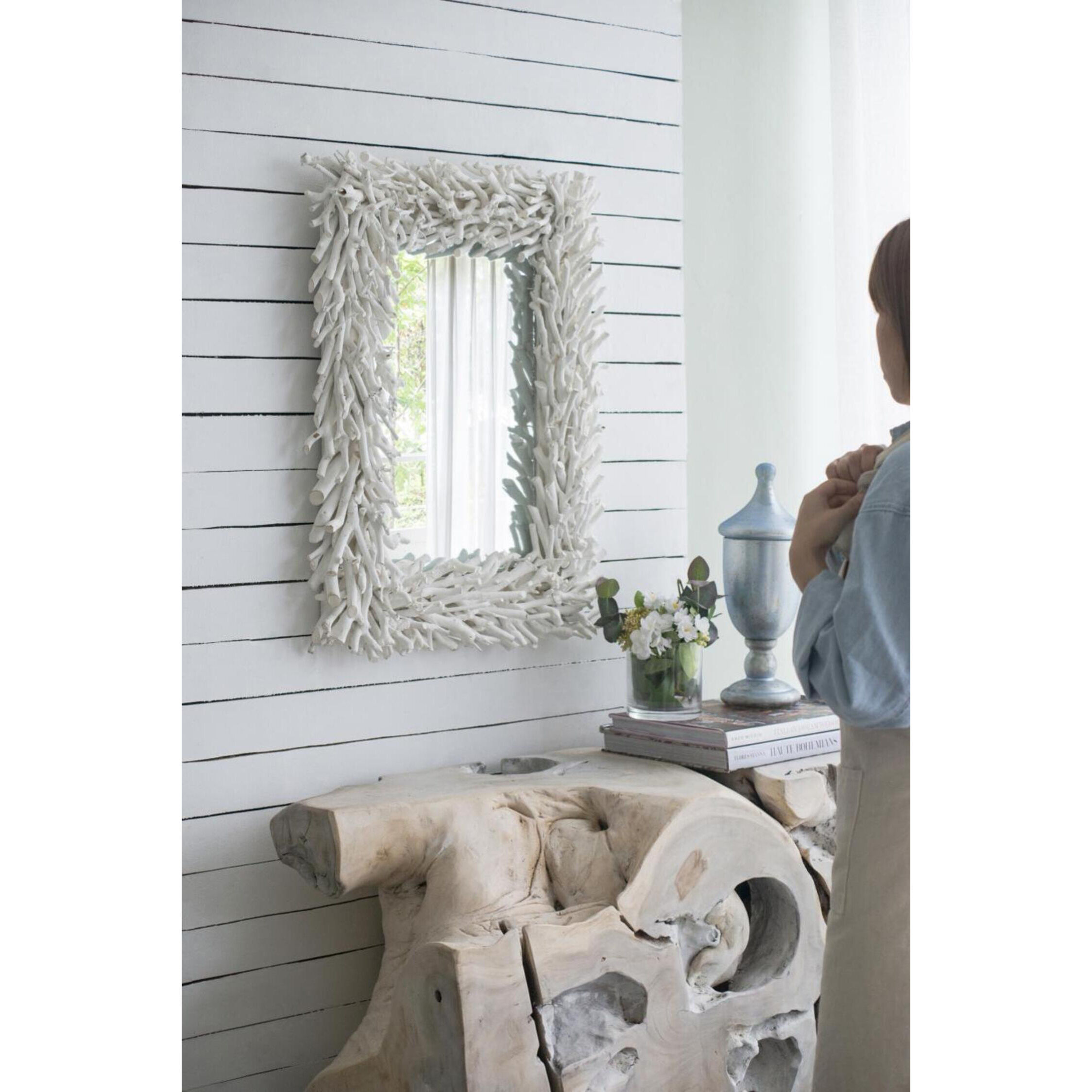 Anita 29.1 X 22.8 inch White Wall Mirror