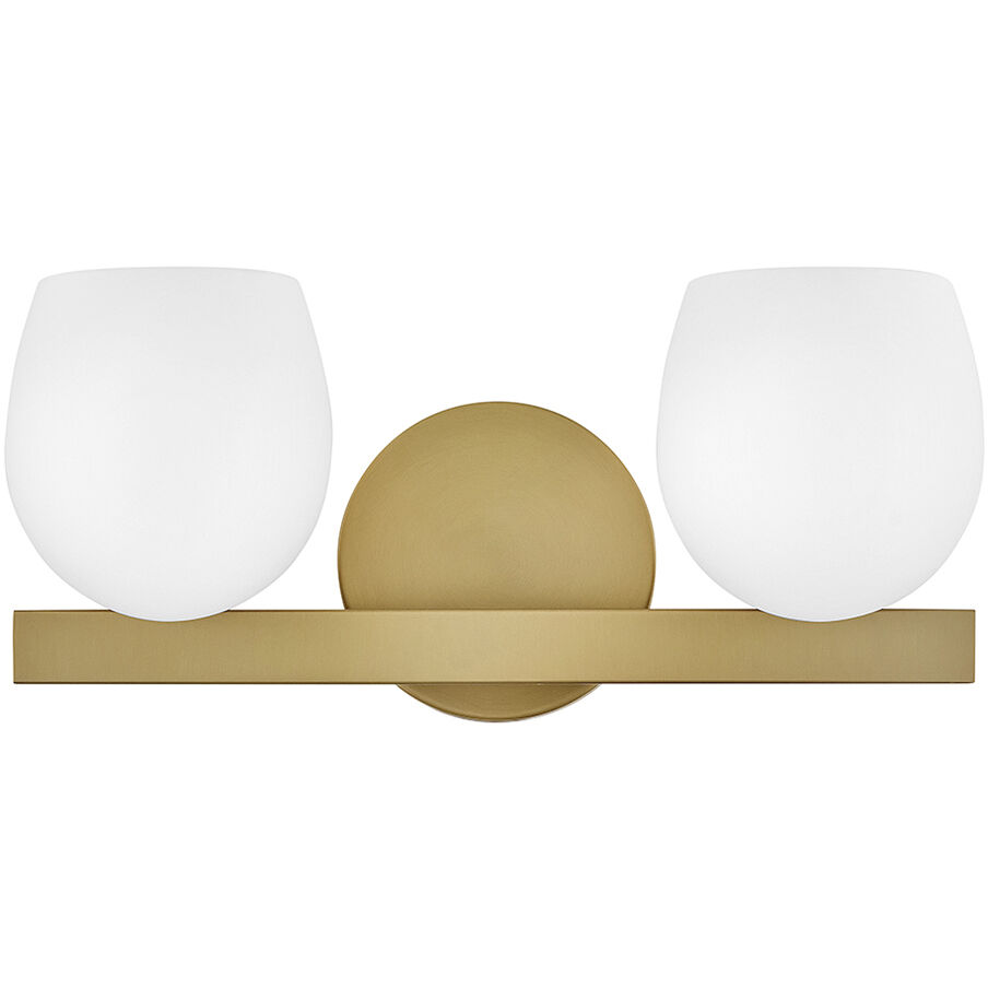 Mae 2 Light 15 inch Lacquered Brass Bath Light Wall Light
