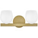 Mae 2 Light 15 inch Lacquered Brass Bath Light Wall Light
