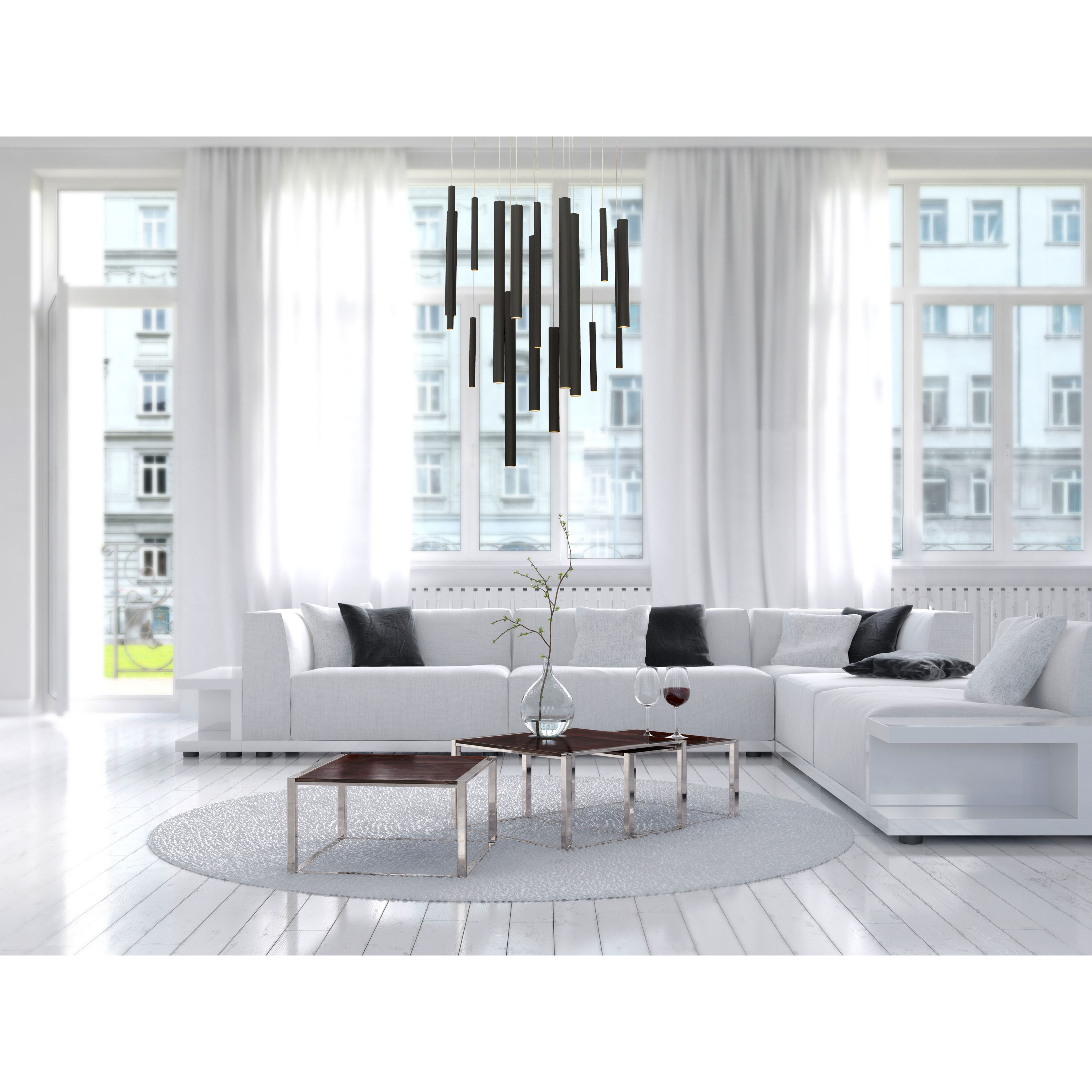 Santana LED 24 inch Black Chandelier Ceiling Light