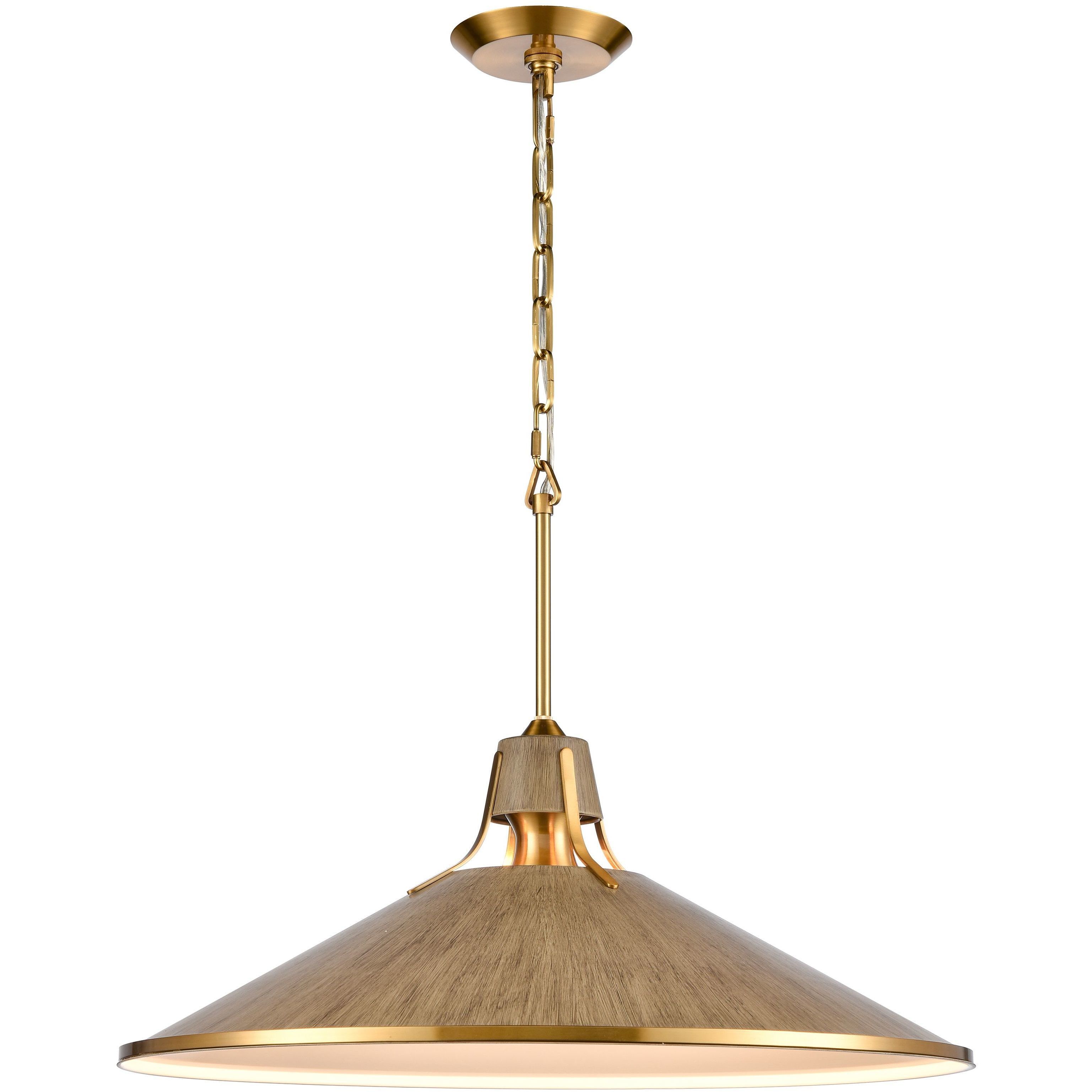 Danique 1 Light 24 inch Satin Brass with Corkwood Pendant Ceiling Light