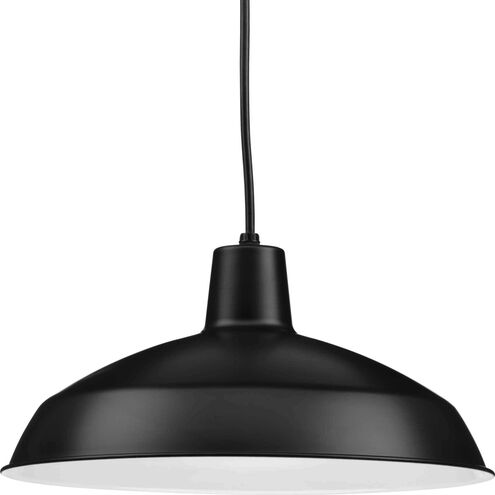 Metal Shade 1 Light Matte Black Pendant Ceiling Light in Standard