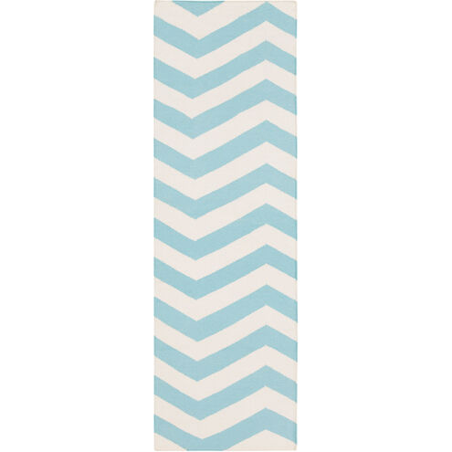 Frontier 96 X 30 inch Aqua, White Rug