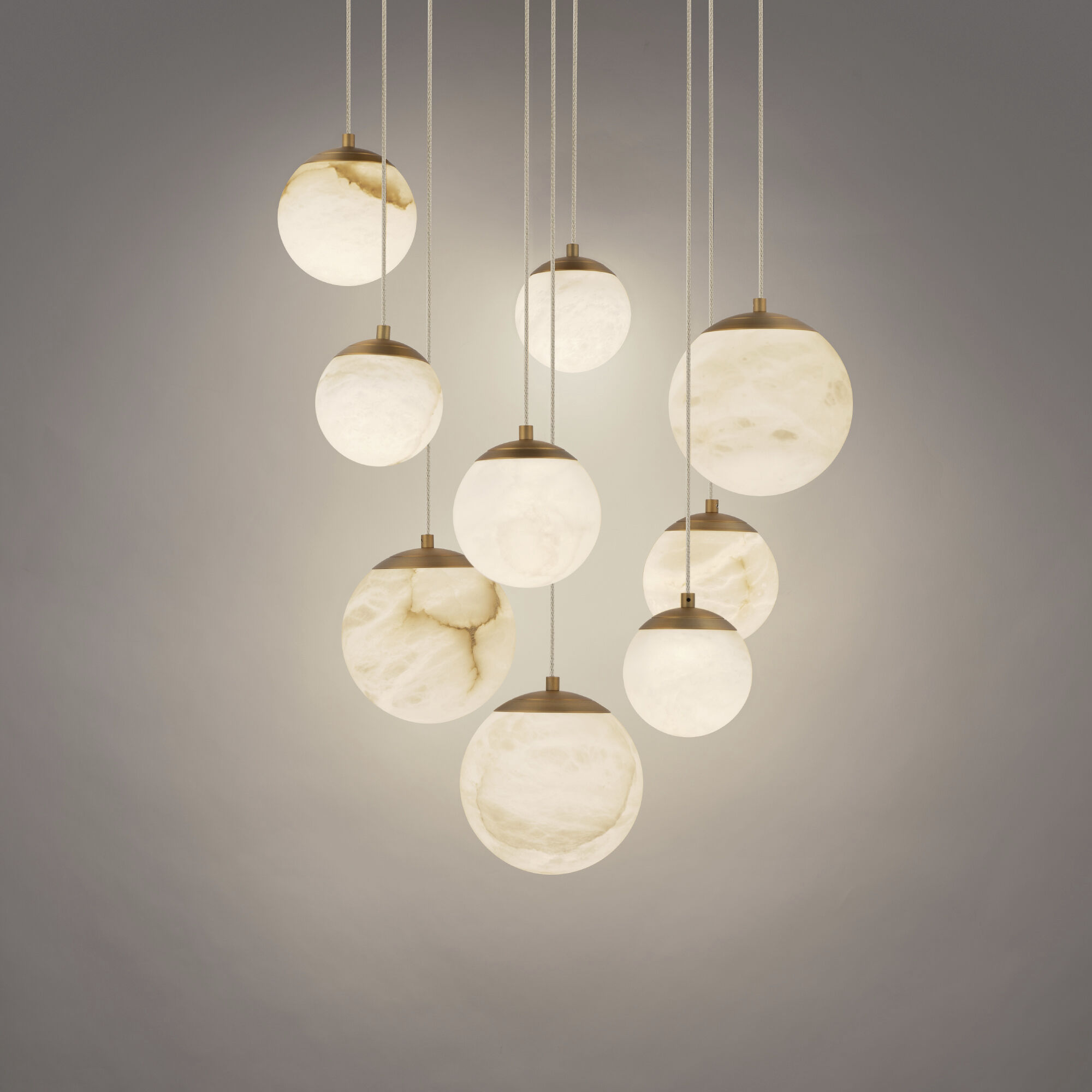 Pisces 9 Light 17 inch Aged Brass Multi-Light Pendant Ceiling Light