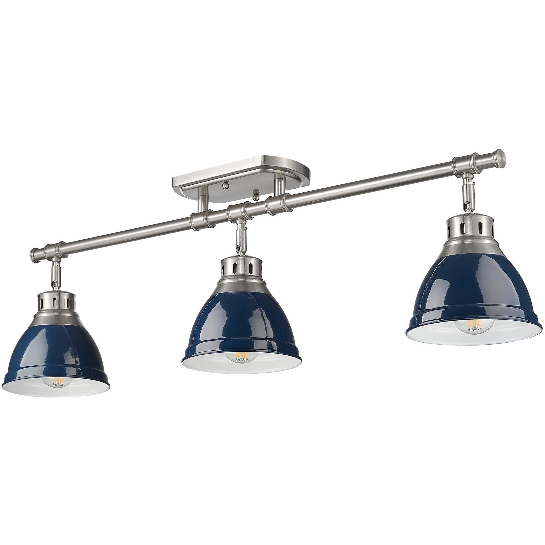 Yep Duncan 3 Light 35.38 inch Pewter Semi-Flush Mount Ceiling Light in Navy