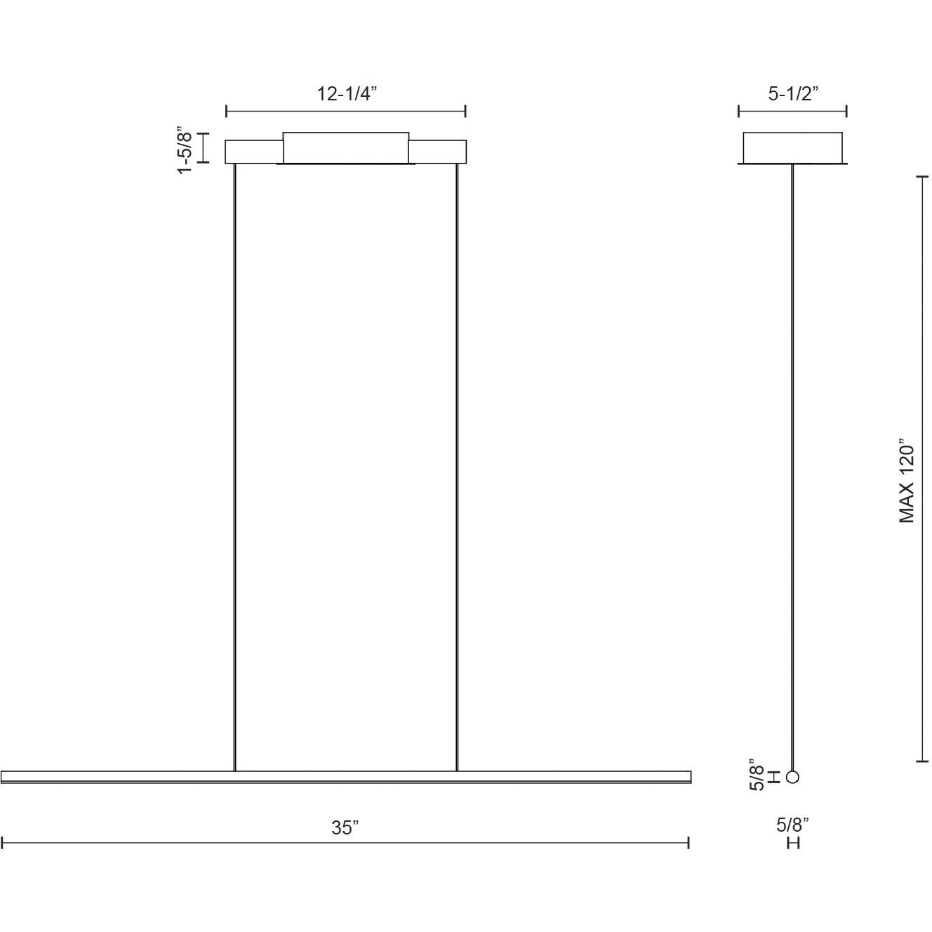 Chute LED 35.5 inch White Linear Pendant Ceiling Light