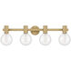 Wright 4 Light 34 inch Warm Brass Bathroom Vanity Light Wall Light