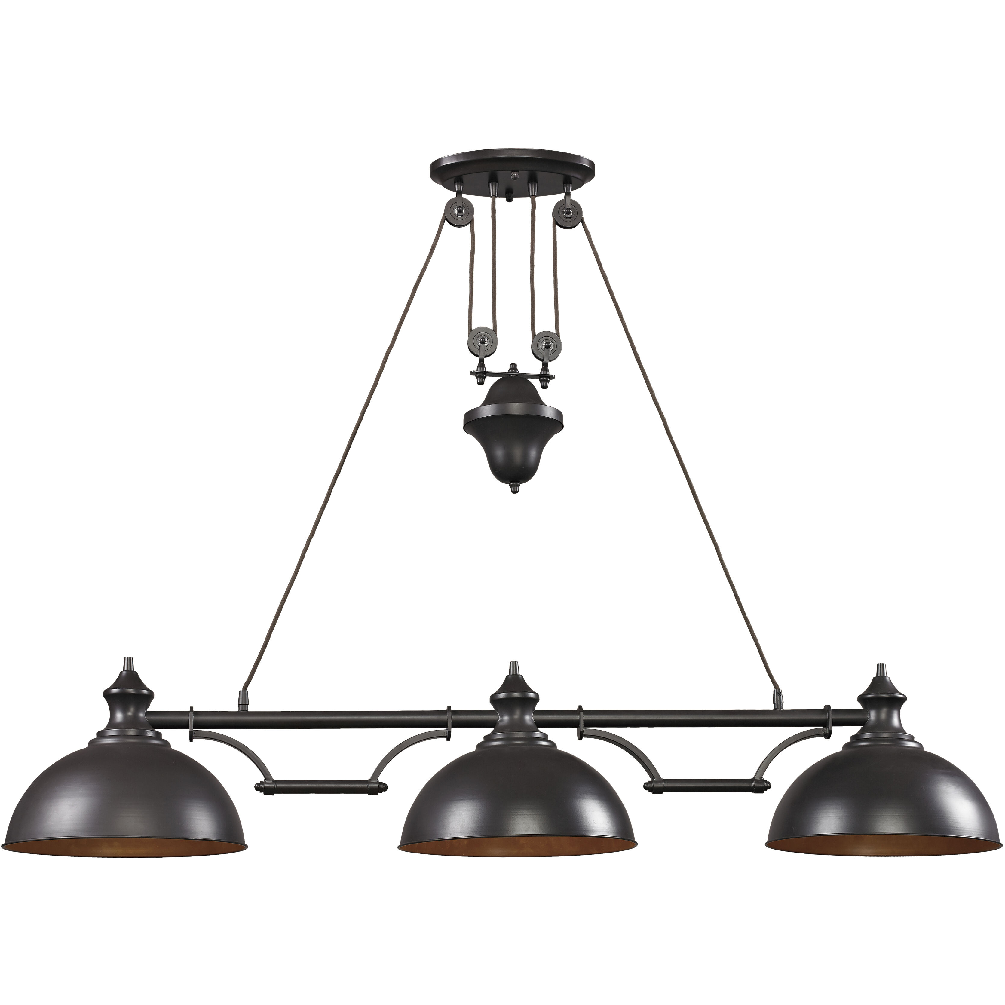 Farmhouse 3 Light 56 inch Oil Rubbed Bronze Linear Chandelier Ceiling Light