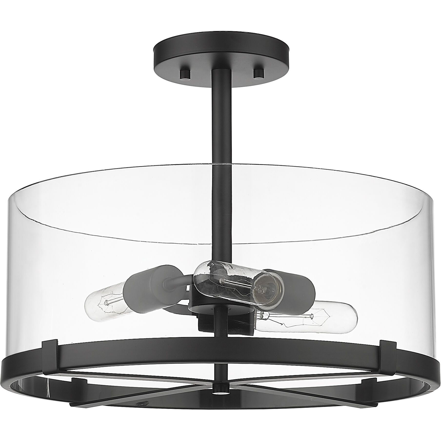 Callista 3 Light 16.5 inch Matte Black Semi Flush Mount Ceiling Light