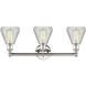 Conesus 3 Light 24 inch Polished Nickel and Clear Crackle Bath Vanity Light Wall Light