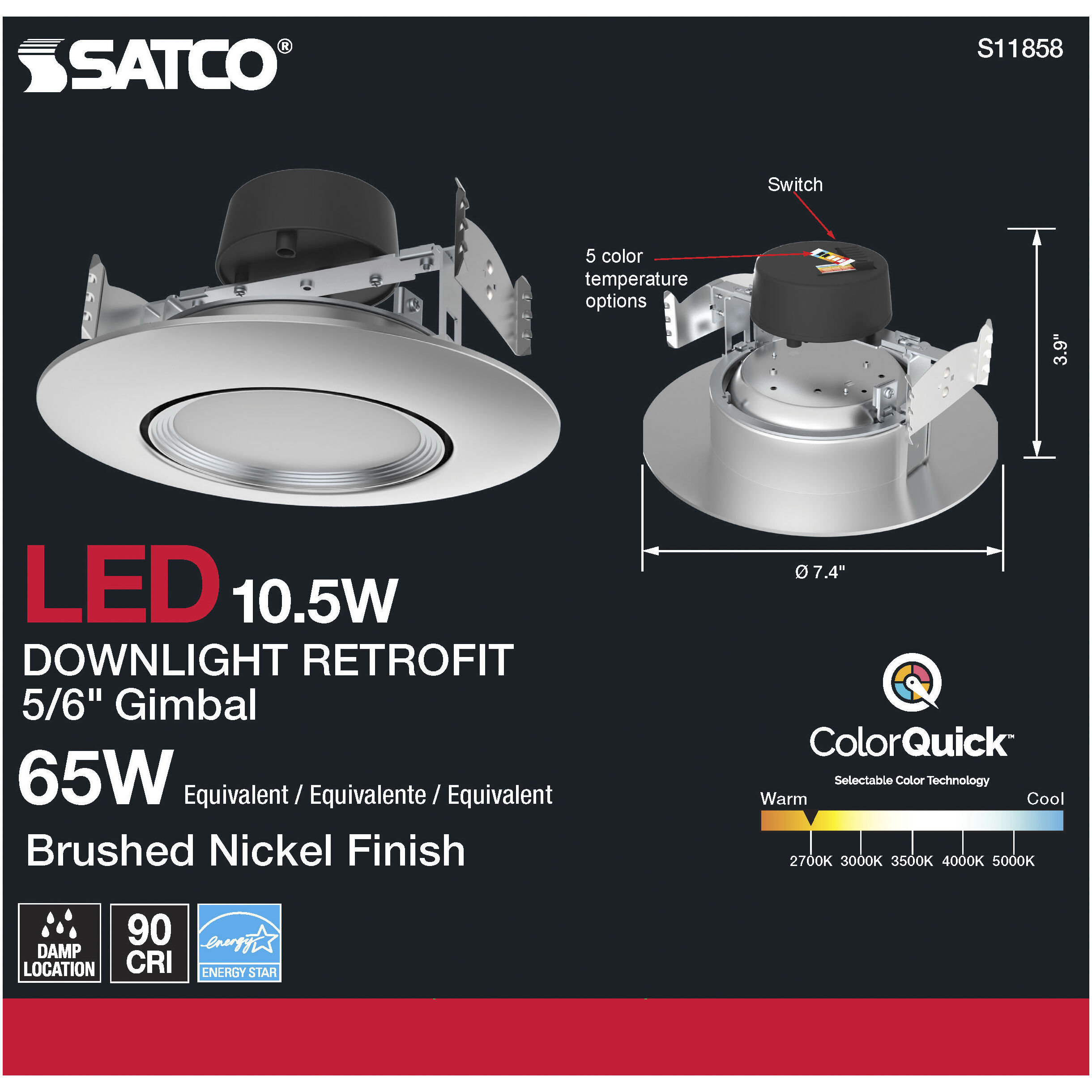 Edgewood Integrated Brushed Nickel Recessed, Retrofits