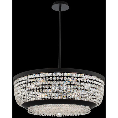 Terzo 9 Light 28 inch Matte Black W Polished Chrome Pendant Ceiling Light in Firenze