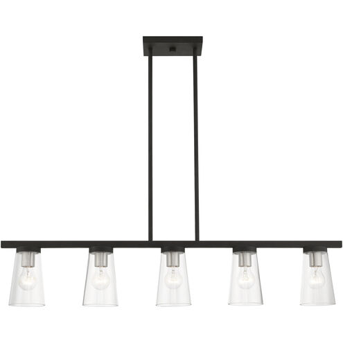 Cityview 5 Light 40 inch Black with Brushed Nickel Accents Linear Chandelier Ceiling Light