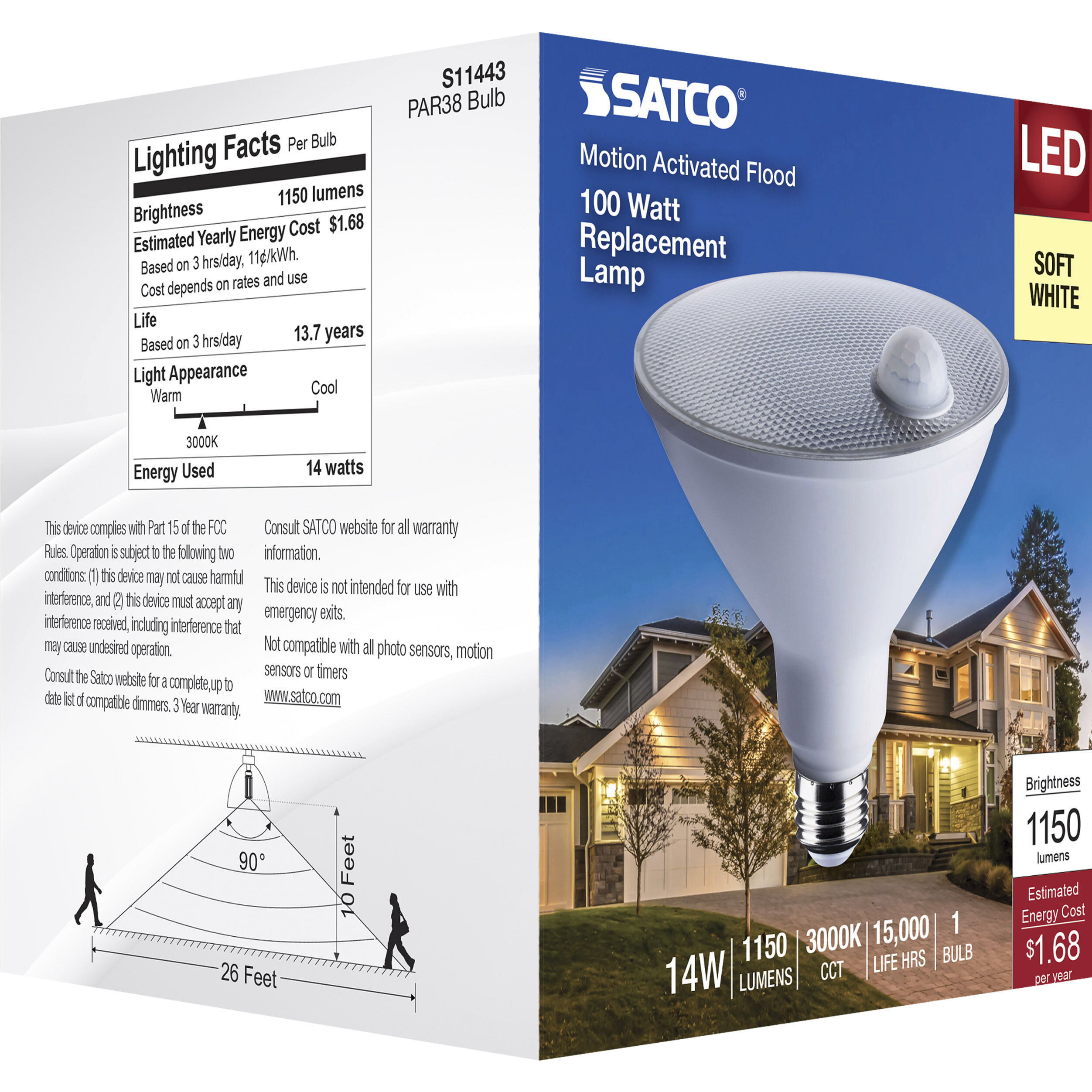 Lumos LED PAR38 Medium 14 watt 120 3000K Light Bulb, LED PAR