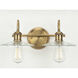 Fayette 2 Light 16.5 inch Vintage Brass Bath Vanity Wall Light