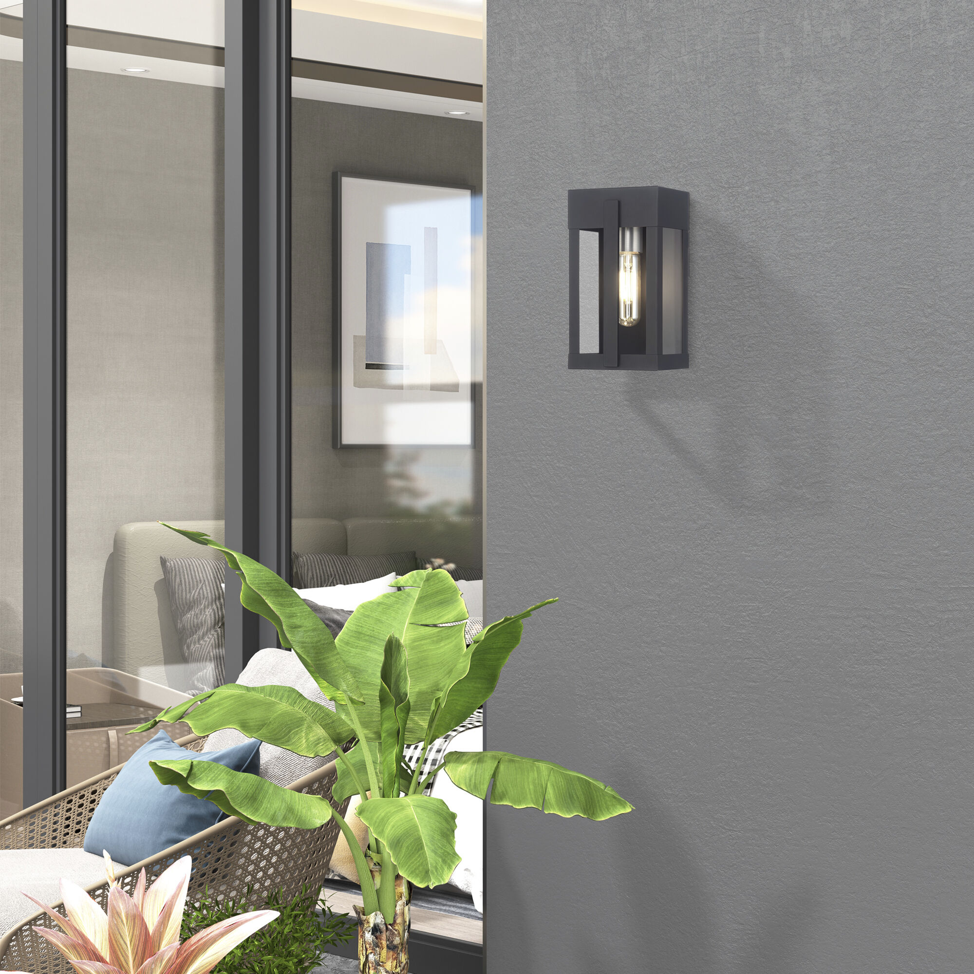 Berksford 1 Light 9 inch Black with Brushed Nickel Candles Outdoor Wall Lantern