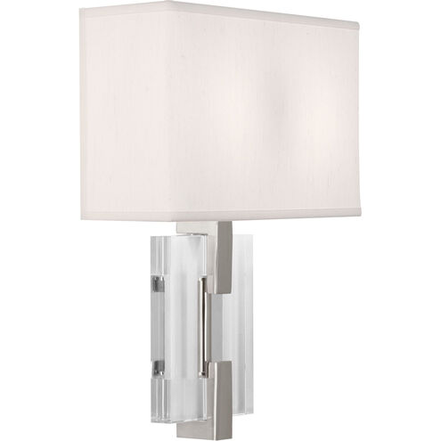 Lincoln 2 Light 12 inch Polished Nickel ADA Wall Sconce Wall Light in Pearl Dupioni