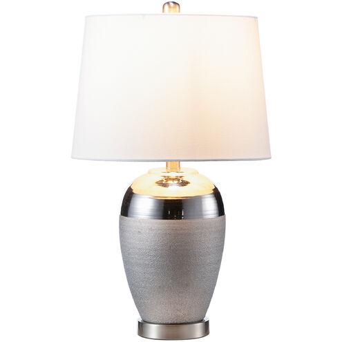 Two Tone 23.8 inch 60 watt Silver and White Table Lamp Portable Light