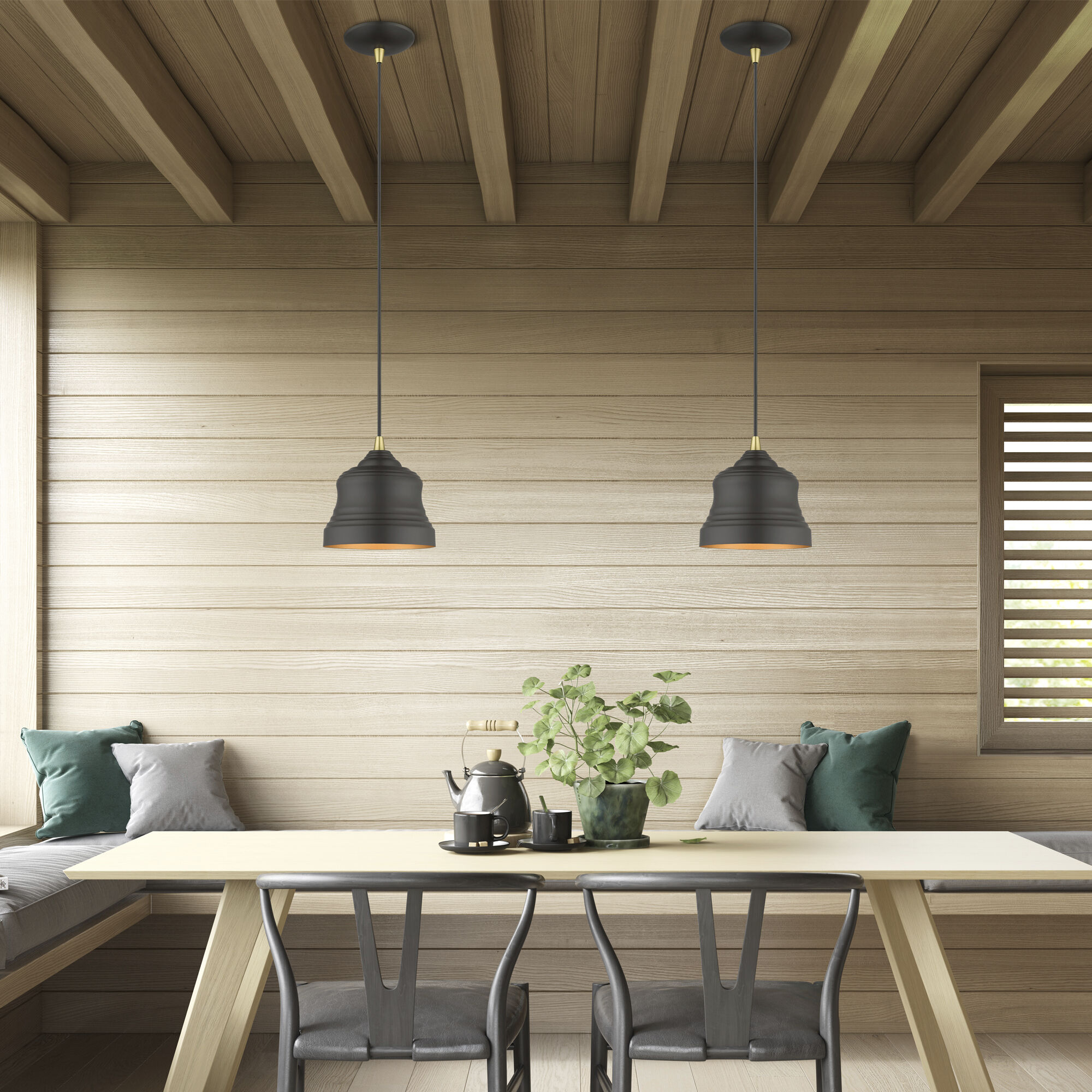 Endicott 1 Light 7 inch Bronze with Antique Brass Finish Accents Pendant Ceiling Light in Bronze with Antique Brass Accent