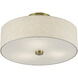 Monroe 3 Light 15 inch Antique Brass Semi Flush Mount Ceiling Light, Large