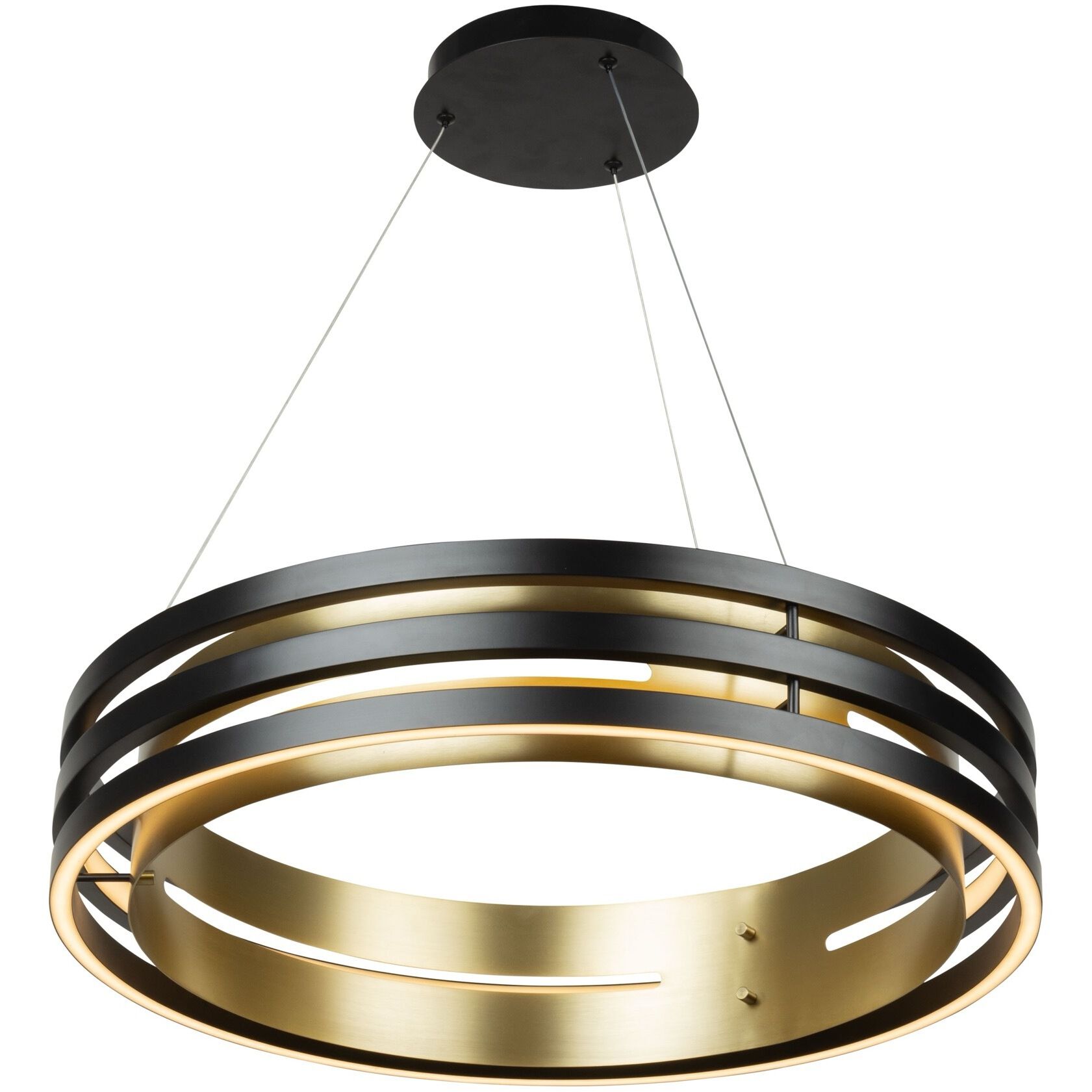 Toledo LED 25.5 inch Black and Brushed Brass Chandelier Ceiling Light