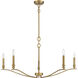 Transitional 5 Light 42 inch Natural Brass Chandelier Ceiling Light