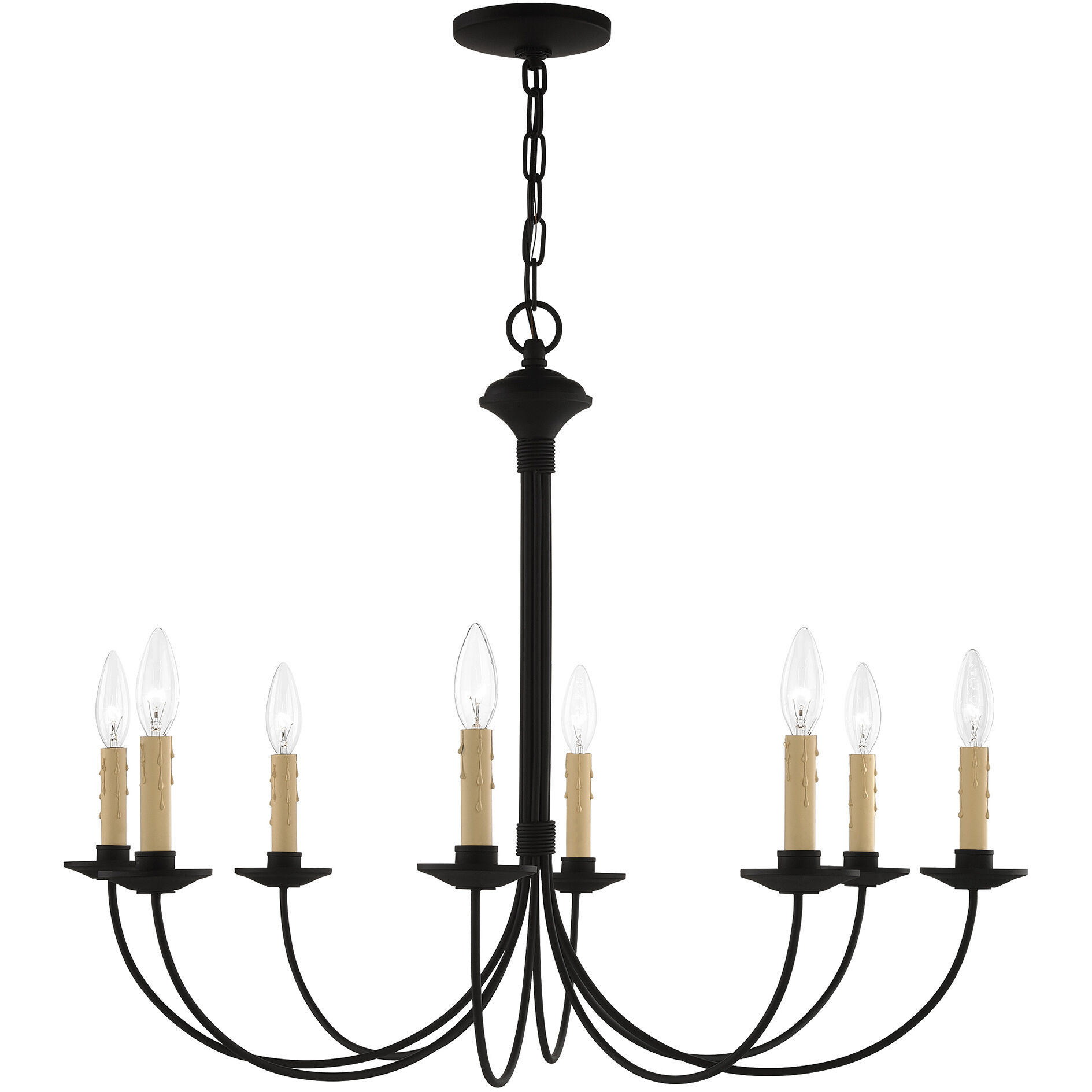 Heritage 8 Light 30 inch Black Chandelier Ceiling Light