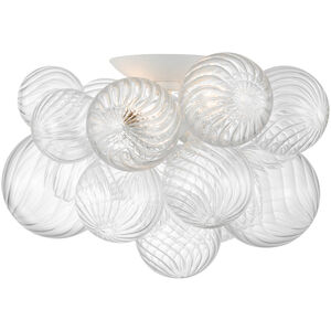 Julie Neill Talia LED 19.5 inch Plaster White and Clear Swirled Glass Flush Mount Ceiling Light, Large