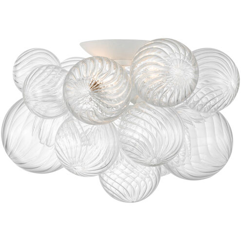 Julie Neill Talia LED 19.5 inch Plaster White and Clear Swirled Glass Flush Mount Ceiling Light, Large