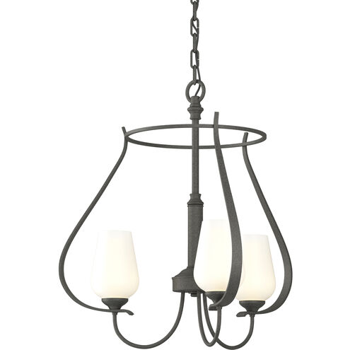 Flora 3 Light 19.4 inch Natural Iron Chandelier Ceiling Light in Opal