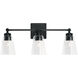 Rory 3 Light 23 inch Matte Black Vanity Light Wall Light