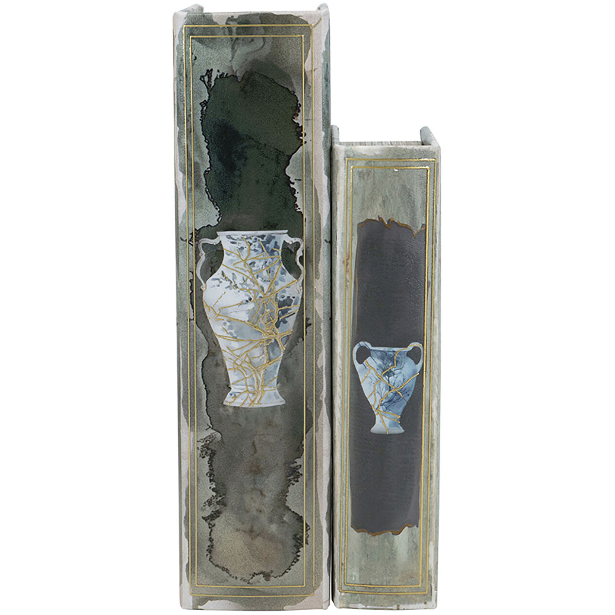 Anita Blue and Gold Book Boxes, Set of 2