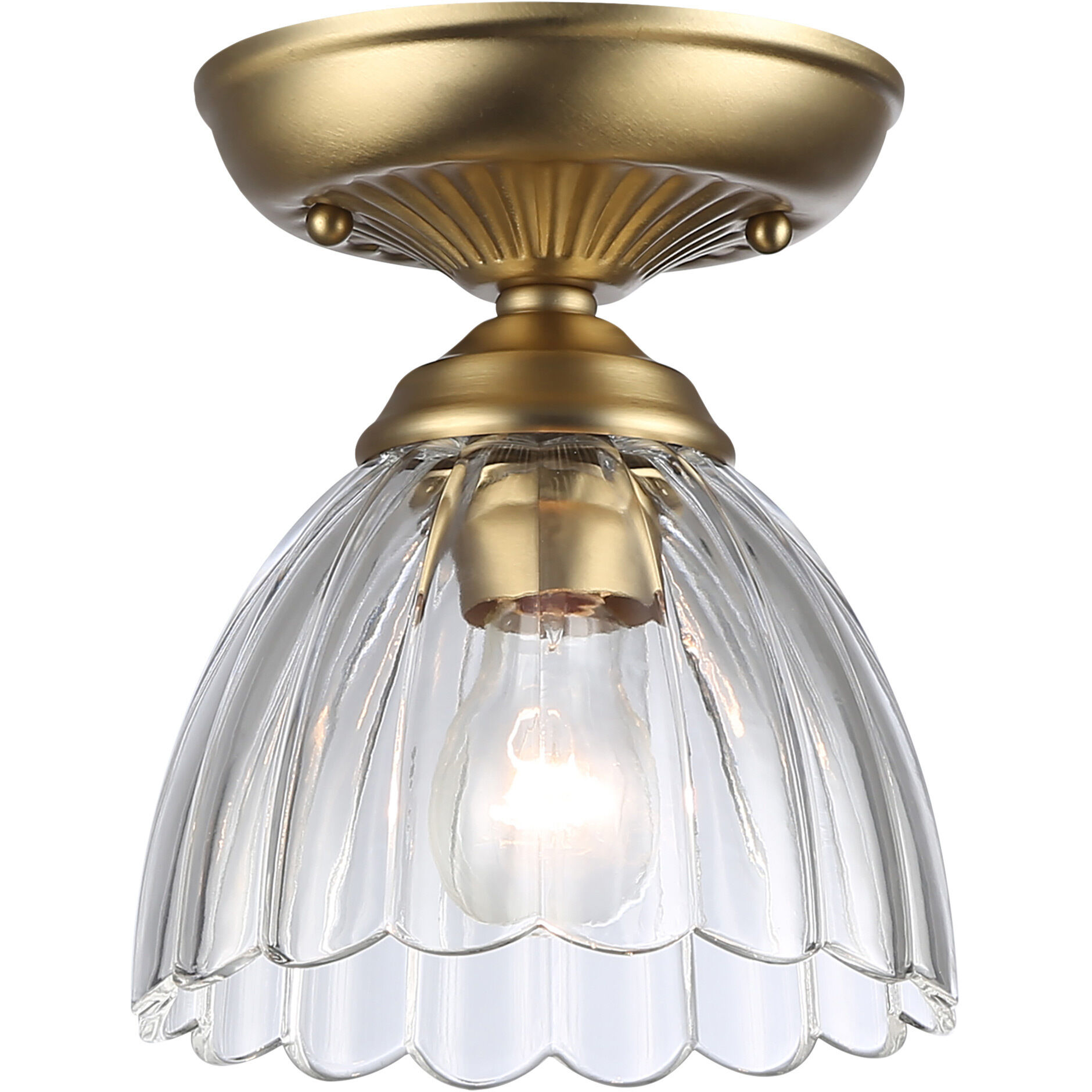 Audra 1 Light 6.88 inch Brushed Champagne Brass Semi-Flush Mount Ceiling Light