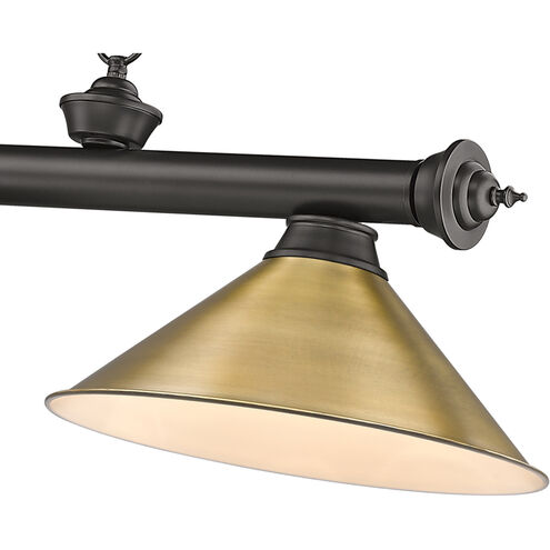 Cordon 3 Light 57.25 inch Bronze Billiard Light Ceiling Light in Rubbed Brass Metal