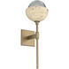 Cabochon LED 7.7 inch Gilded Brass with Travertine Stone Sconce Wall Light in Smoke, 2700K LED, Belvedere