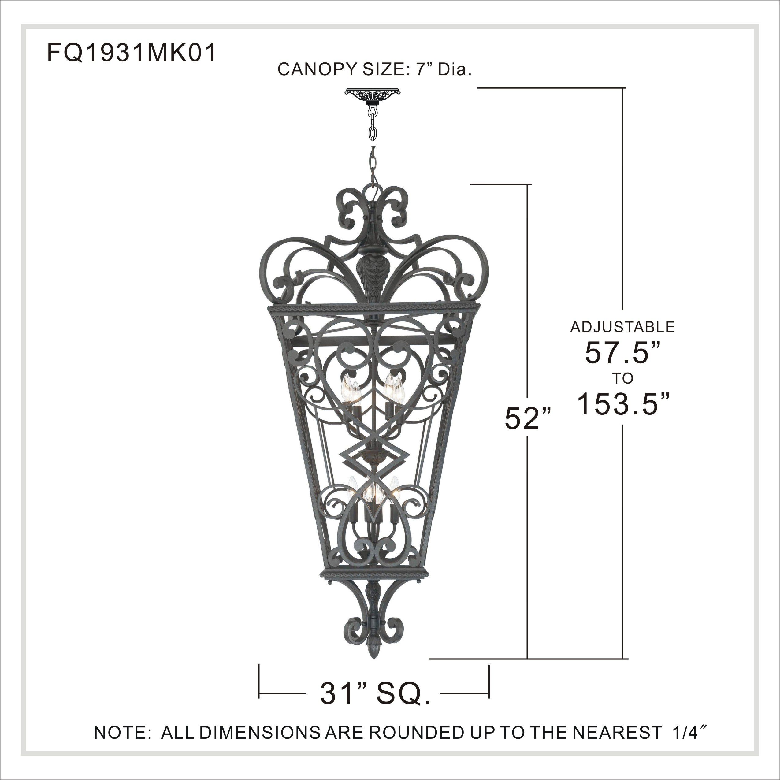 Fort Quinn 8 Light 31 inch Marcado Black Outdoor Hanging Lantern