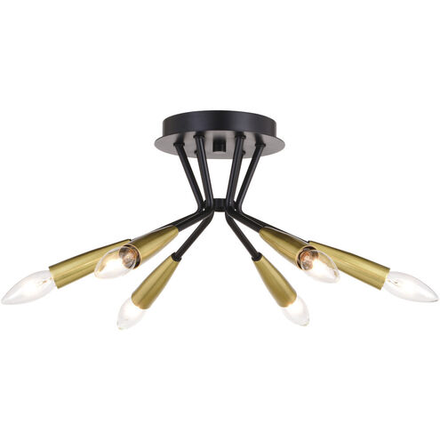 Ellis LED 16.25 inch Matte Black and Satin Brass Semi-Flush Mount Ceiling Light