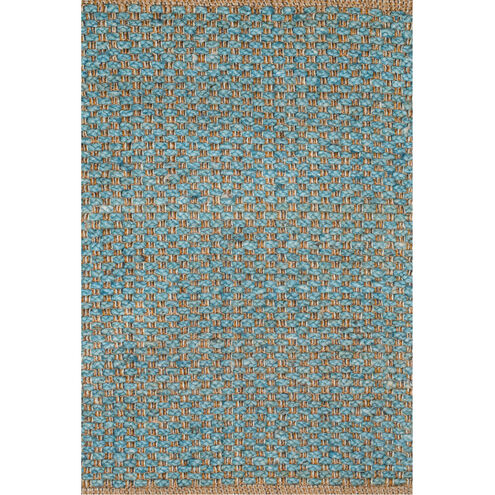 Shuttle Weave Durrie with Hamming 36 X 24 inch Petrol Rug, Rectangle