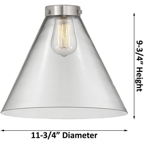 Franklin Restoration X-Large Cone LED 12 inch Brushed Brass Mini Pendant Ceiling Light in Plated Smoke Glass